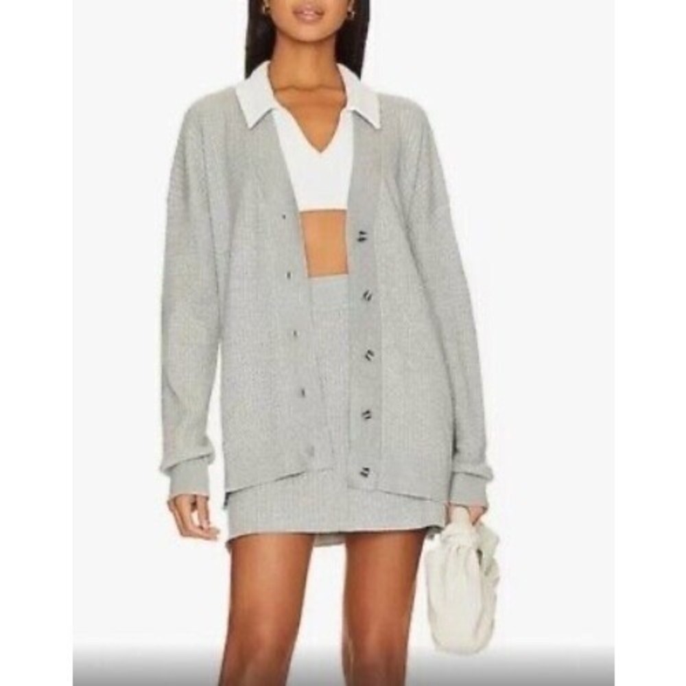 We Wore What Grey‎ Varsity Cable Knit Cardigan Size XL/XXL